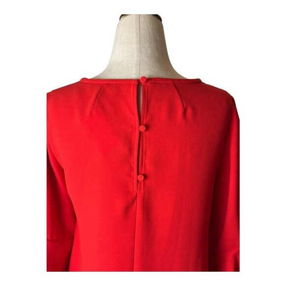 J Crew Shirt Women 00 Petite Red Crepe Lana Tiered Bell Sleeve Blouse NWT Preppy - Picture 8 of 14